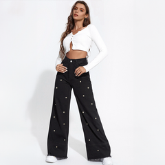 Perlenbesetzte Wide-Leg-Hose