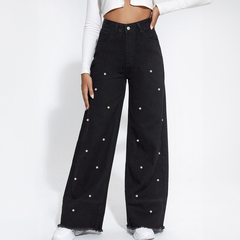 Perlenbesetzte Wide-Leg-Hose