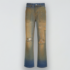 Distressed Straight Jeans