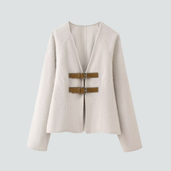 Bouclé-Jacke mit Schnallenverschluss