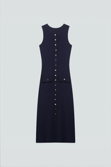 Ärmelloses Strickkleid mit Knopfleiste