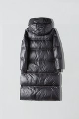 Lange Steppjacke mit Kapuze