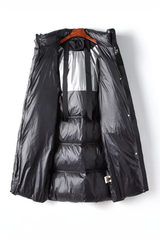 Lange Steppjacke mit Kapuze