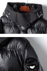 Lange Steppjacke mit Kapuze