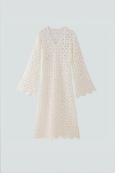 Häkelkleid mit Trompetenärmeln