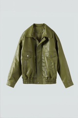 Oversized-PU-Jacke mit Reißverschluss