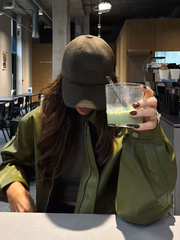 Oversized-PU-Jacke mit Reißverschluss