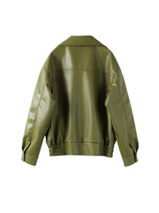 Oversized-PU-Jacke mit Reißverschluss