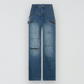 Wide-Leg-Jeans mit Reißverschlüssen