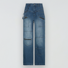 Wide-Leg-Jeans mit Reißverschlüssen