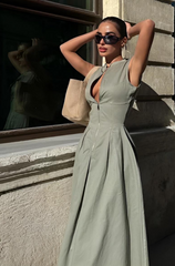 Ärmelloses Maxi-Kleid mit Reißverschluss