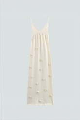 Slipkleid aus Strick mit Rosenapplikationen