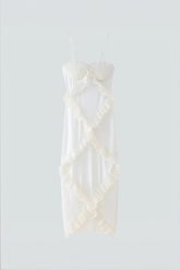 Spaghettiträger-Maxi mit Spitzenrüschen