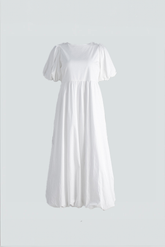 Weißes Baumwoll-Maxikleid mit Puffärmeln