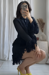 Strick-Set mit Fransen