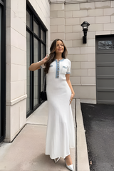 Strickkleid mit Jeansdetails