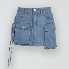 Utility-Denim-Rock mit Taschen