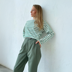 Gestreiftes Langarmshirt aus Baumwollmischung