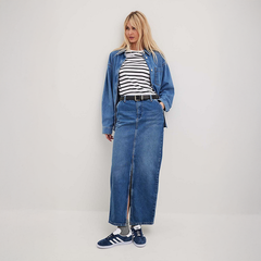 Gestreiftes Baumwoll-T-Shirt mit Rundhalsausschnitt