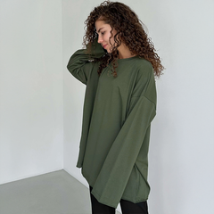 Oversized Langärmeliges Baumwollshirt