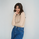 Gerippter Pullover mit Wollanteil