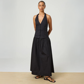 Halterneck Baumwoll-Top mit Knopfleiste