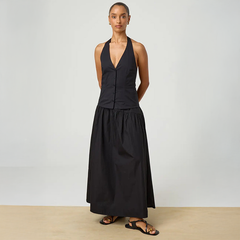 Halterneck Baumwoll-Top mit Knopfleiste