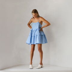 Spaghettiträger-Rüschenkleid