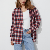 Karierte Langarm-Bluse