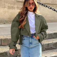 Cropped Trenchjacke mit Gürtel