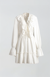 Rüschenkleid mit hohem Kragen