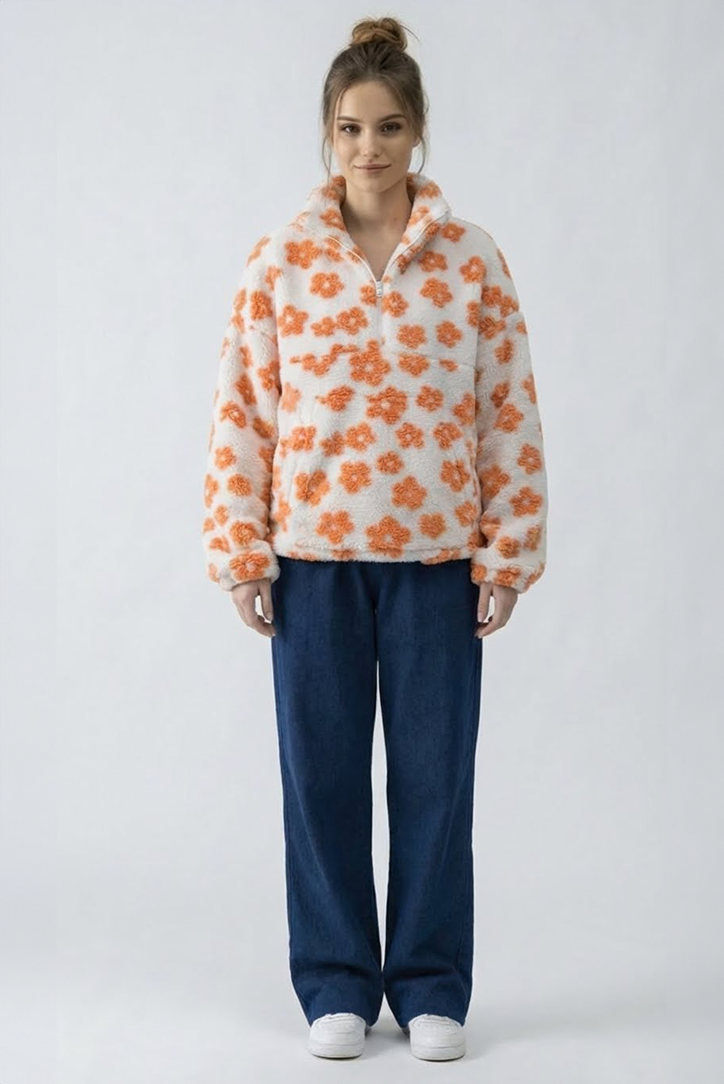 Flower Fleece Half-Zip