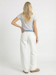 Contrast Waist Wide Leg Jeans