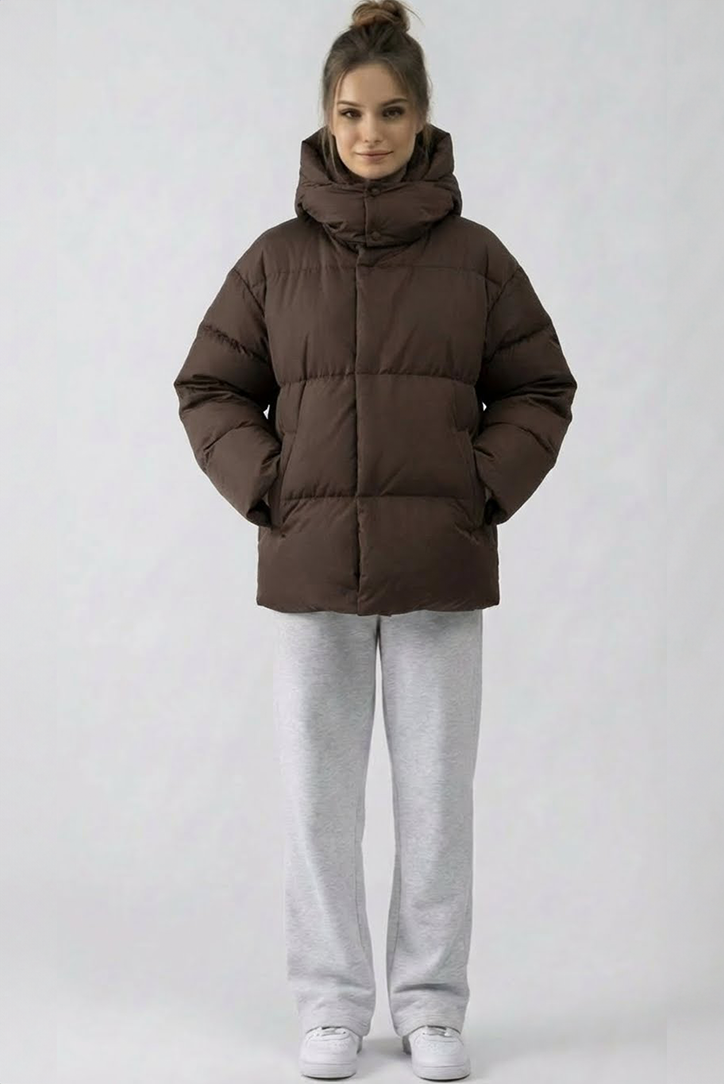 Oversized Pufferjacke mit Kapuze