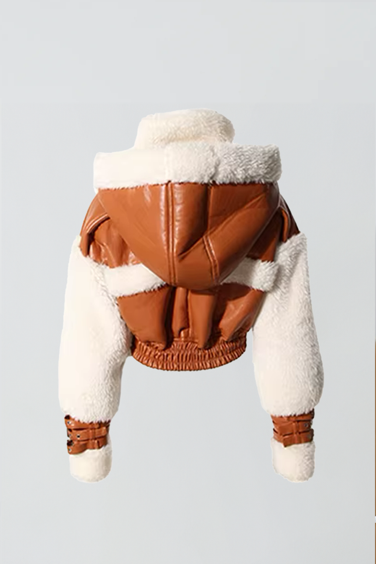 Cropped Teddy-Leder Jacke | Léa