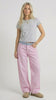 Contrast Waist Wide Leg Jeans