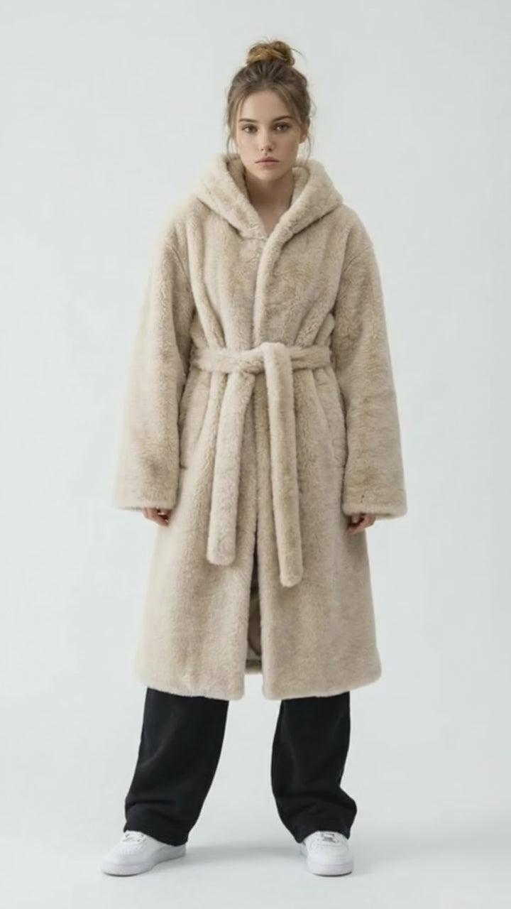 Teddy-Mantel mit Kapuze