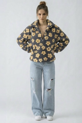 Flower Fleece Half-Zip